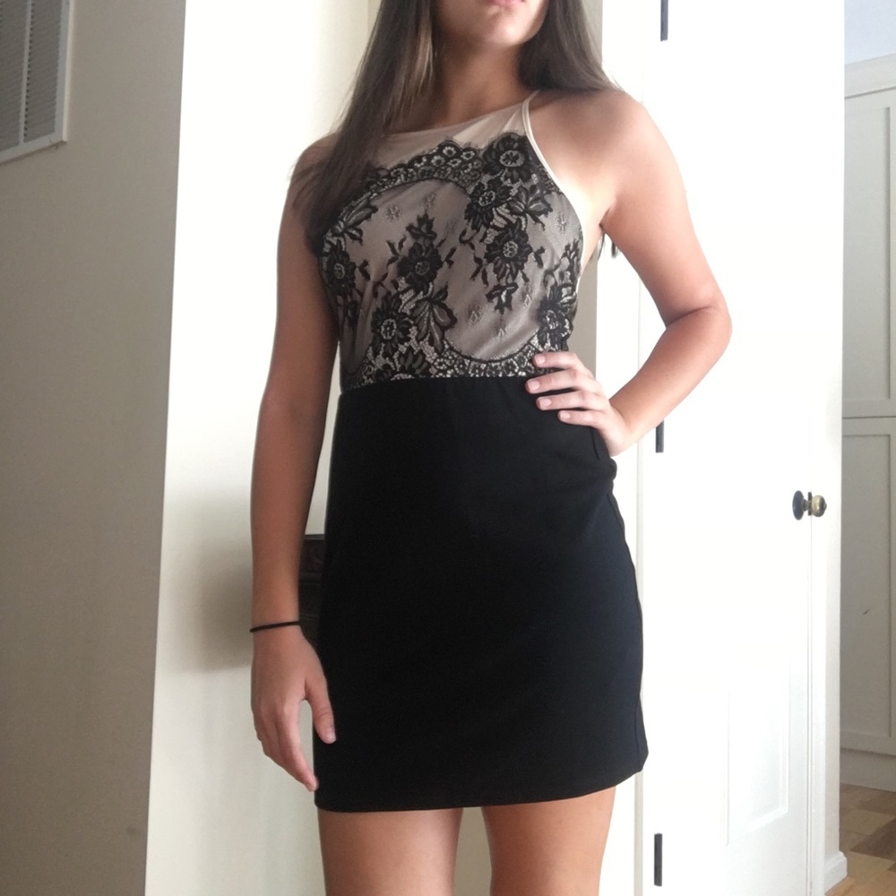 Light Pink and Black Lace Dress
